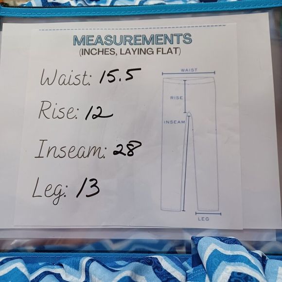 Ashley Blue Petite XL Pull-on Wide Leg Elastic Waist Pants Blue Chevron Print - Picture 4 of 6